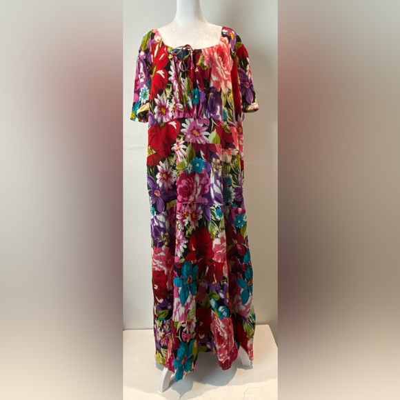 Only Necessities Dresses & Skirts - Only Necessities Womens Tropical Hawaiian Kaftan Short Sleeve Dress Plus Size 22